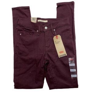 Levi's Shaping Skinny Ankle Jeans Women's 25 Dark Wine Red Twill Tummy-Slimmning